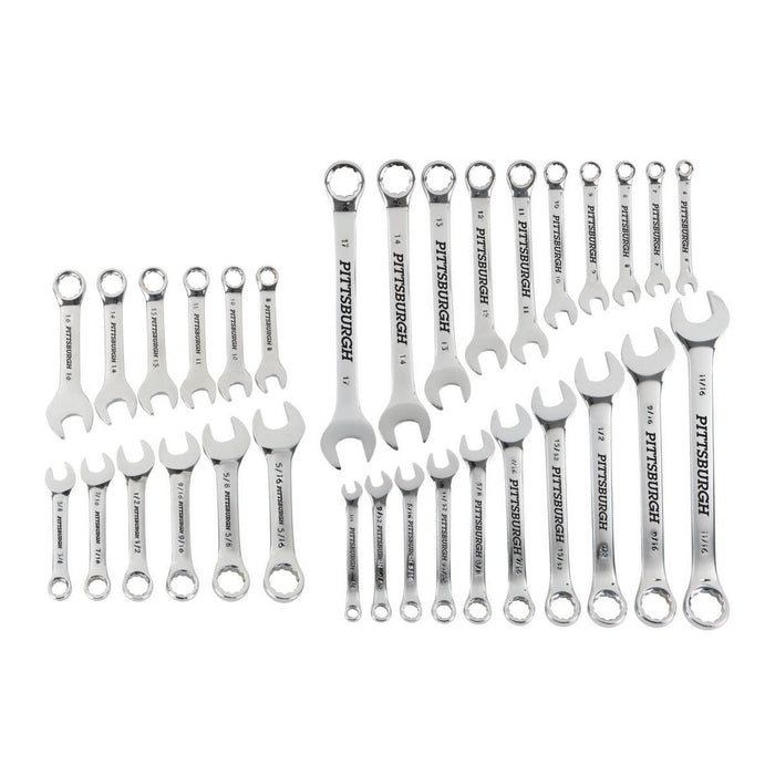 Pittsburgh 68854 Fully Polished SAE and Metric Combination Wrench Set, 32 Piece - KVM Tools Inc.KVHF68854