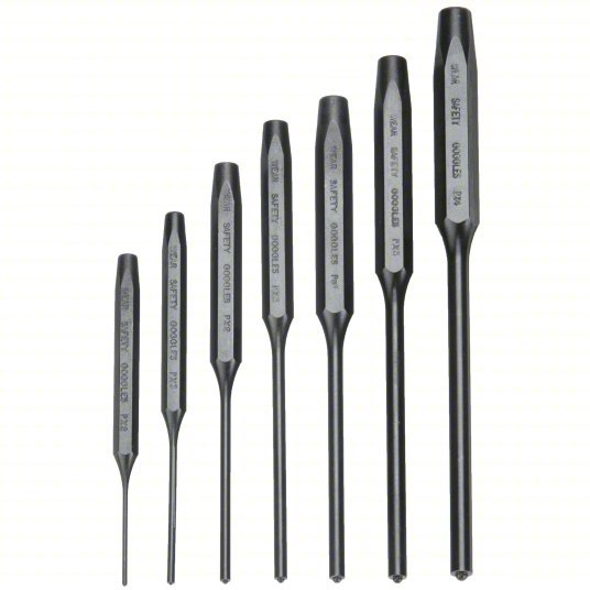 Proto J49007S2 Roll Pin Punch Set 1/16 in_3/32 in_1/8 in_5/32 in_3/16 in_7/32 in_1/4 in Tip Dia, 7 Pieces, Steel - KVM Tools Inc.KV6DJZ6
