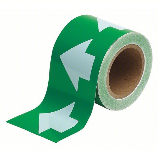 Brady 91290 Pipe Marking Tape Green, White, 4 in Wd, 90 ft Roll Lg - KVM Tools Inc.KV6M855