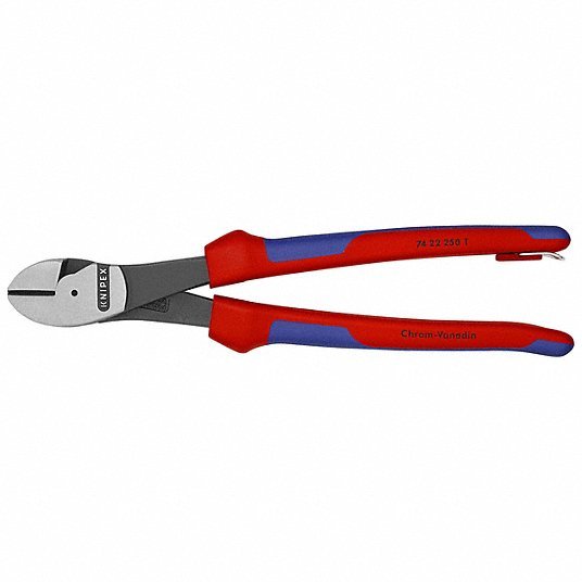 Knipex 74 22 250 T BKA High Leverage Diagonal Cutting Plier Std, Angled, Oval, 2 in Jaw Lg, 1 1/4 in Jaw Wd, Tether Ready - KVM Tools Inc.KV54JD74