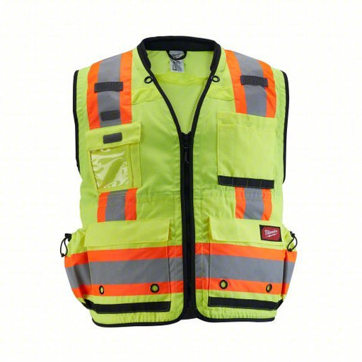 Milwaukee 48-73-5162 Safety Vest ANSI Class 2, U, L/XL, Lime, Mesh Polyester, Zipper, Contrasting, Single - KVM Tools Inc.KV787V59
