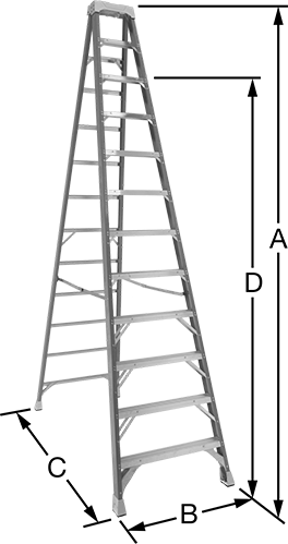 McMaster 8136T37 Fiberglass Step Ladder Type 1A, 12 Feet High x 34" Wide x 78" Deep Overall - KVM Tools Inc.KV8136T37