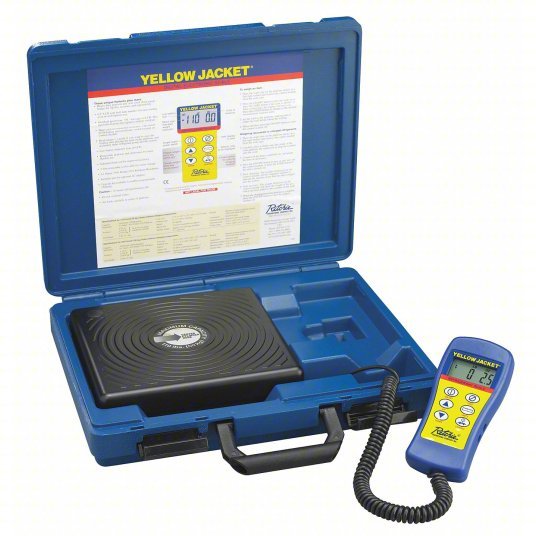 Yellow Jacket 68802 Charging Scale 110 lb Max, Wired Handset Display, 2 3/16 in H x 9 in W x 9 in L - KVM Tools Inc.KV8EZ89