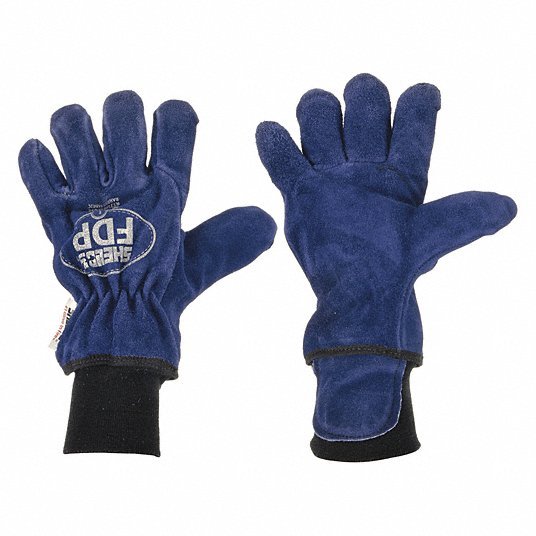 Shelby 5227 L Firefighter Gloves Cowhide Leather Palm, Cowhide Leather, Blue, Cuff Knit, L, 1 PR - KVM Tools Inc.KV9T520