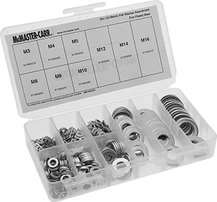 McMaster 98018A424 Zinc - Plated Steel Washer Assortment Metric Sizes, 825 Pieces - KVM Tools Inc.KV98018A424