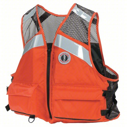 Mustang Survival MV1254T1-2-4XL/5XL-216 Life Jacket Orange, Type III, 15 1/2 lb Buoyancy, SOLAS-Grade Reflective, 5XL - KVM Tools Inc.KV12L932