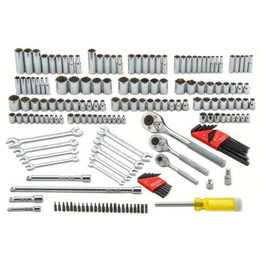 Proto J47184 Socket Wrench Set 184 Total Pcs, Metric/SAE, 1/4 in/3/8 in/1/2 in Socket Drive Size - KVM Tools Inc.KV33HE10