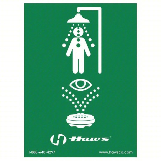 Haws SP178 Safety Eyewash Shower Sign Plastic, Mounting Holes Sign Mounting, Not Retroreflective, 0.1 in Thick - KVM Tools Inc.KV178U16