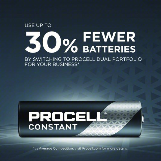 Duracell PC1500BKD Battery AA, Everyday, Alkaline, 1.5V DC, Procell Constant, 24 PK - KVM Tools Inc.KV5LE23