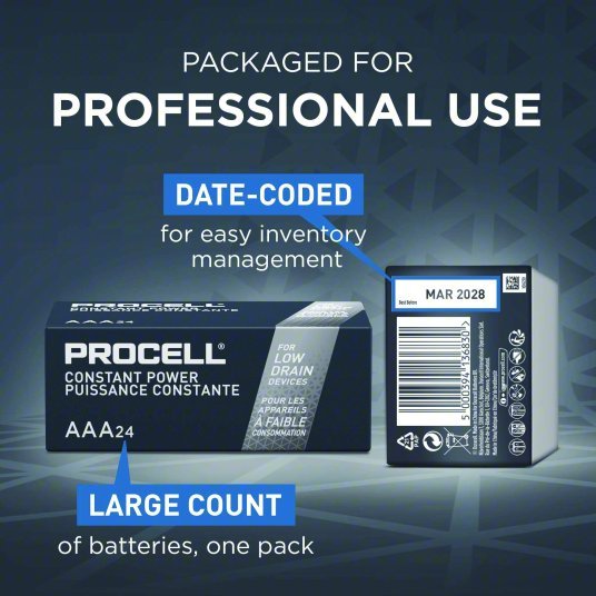 Duracell Battery AAA, Everyday, Alkaline, 1.5V DC, Procell Constant, 24 PK - KVM Tools Inc.KV5LE25