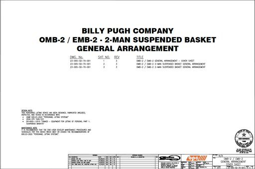 Billy Pugh OMB-2 (2) Person OSHA Man Basket 4' x 4' x 7' Sling Sold Separately - KVM Tools Inc.KVOMB-2