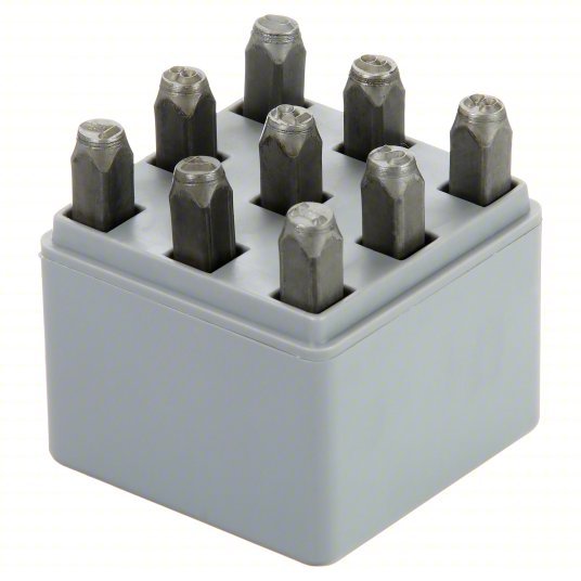 C.H. Hanson 20561 Number Set 0 thru 9 (6 doubles as 9), 3/16 in Character Ht, 2 3/8 in Shank Lg, Steel - KVM Tools Inc.KV3XFH6