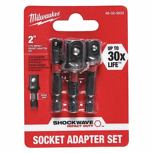Milwaukee 48-32-5033 Impact Hex Shank Socket Adapter Set, 1/4 in Drive, Black Oxide, 3-Piece - KVM Tools Inc.KV19RK08