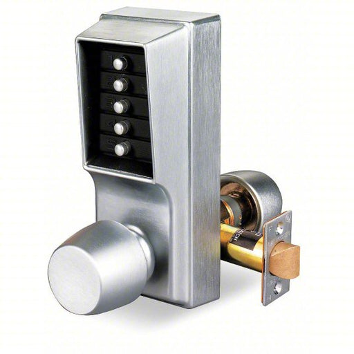 Kaba 1011-26D-41 Mechanical Push Button Lockset Knob, Entry, Factory Left/Field Reversible, Satin Chrome, Zinc - KVM Tools Inc.KV1U140