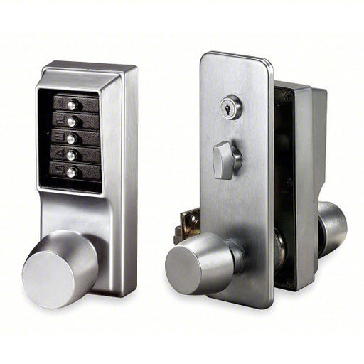 Kaba 1031-26D-41 Mechanical Push Button Lockset Knob, Entry, Factory Left/Field Reversible, Satin Chrome - KVM Tools Inc.KV1U141