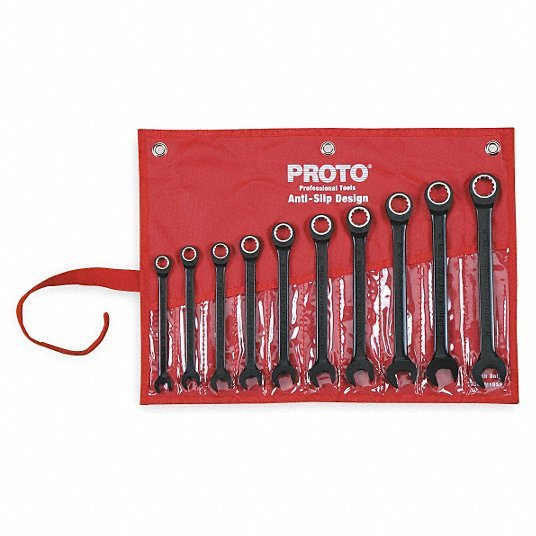 Proto JSCRM-10S Ratcheting Wrench Set, Metric, 10 mm to 19 mm, 10-Piece - KVM Tools Inc.KV1WNB8