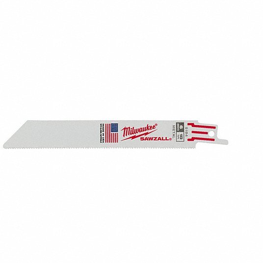 Milwaukee 48-00-5184 Reciprocating Saw Blade: 18 Teeth per Inch, 6 in Blade Lg, 3/4 in Ht, Straight Back, 5 PK - KVM Tools Inc.KV2AC20