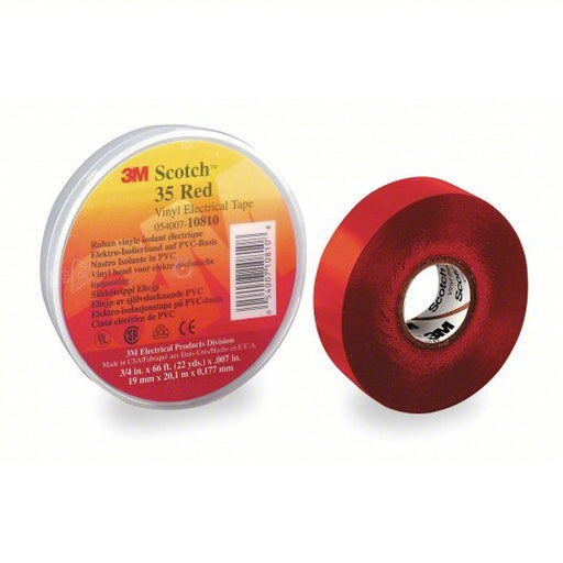 3M 10810 Vinyl Electrical Tape, 35, Scotch, 3/4 in W x 66 ft L, 7 mil thick, Red, 1 Pack - KVM Tools Inc.KV2A229