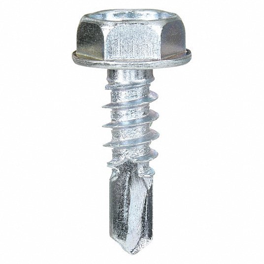 KVM Tools U31810.019.0062 Self-Drilling Screw, #12 x 1 in, Zinc Plated Steel Hex Head External Hex Drive, 100 PK - KVM Tools Inc.KV2XA47