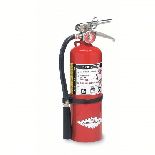 Amerex B424 Fire Extinguisher, Class ABC, UL Rating 2A:10B:C, Discharge Time 14 sec, 5 lb capacity, 18 ft Range - KVM Tools Inc.KV3YWL7