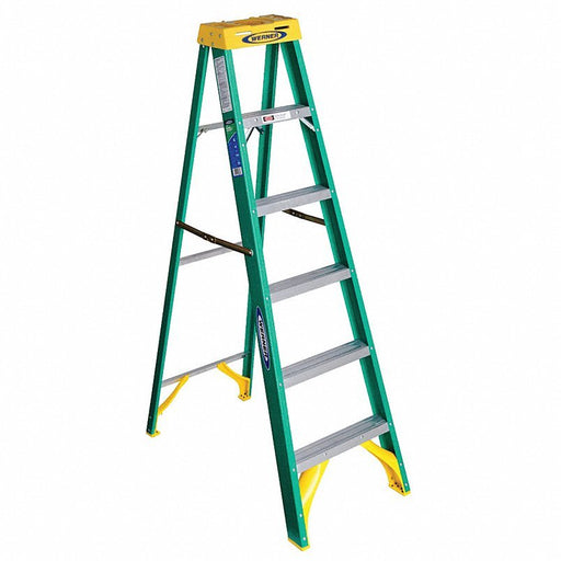 Werner 5906 Stepladder 6 ft Ladder Ht, 5 Steps, 225 lb, 41 1/8 in Base Spread, 41 in Bottom Wd - KVM Tools Inc.KV41D252