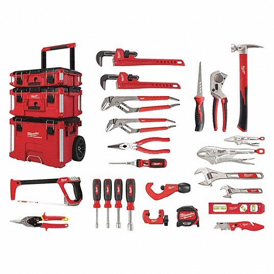 Milwaukee 48-22-0141 Plumbers Tool Kit 22 Total Pcs, Rolling Modular Tool Box - KVM Tools Inc.KV444N79