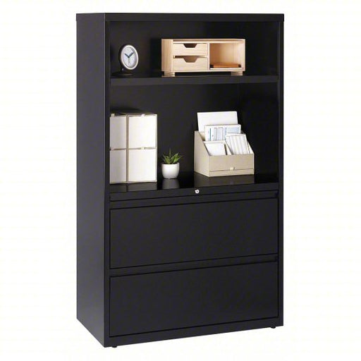 Hirsh 16778 Lateral File Cabinet, 2 Drawers, A4/Legal/Letter File Size, 60 in Overall Ht, Black - KVM Tools Inc.KV48YC44
