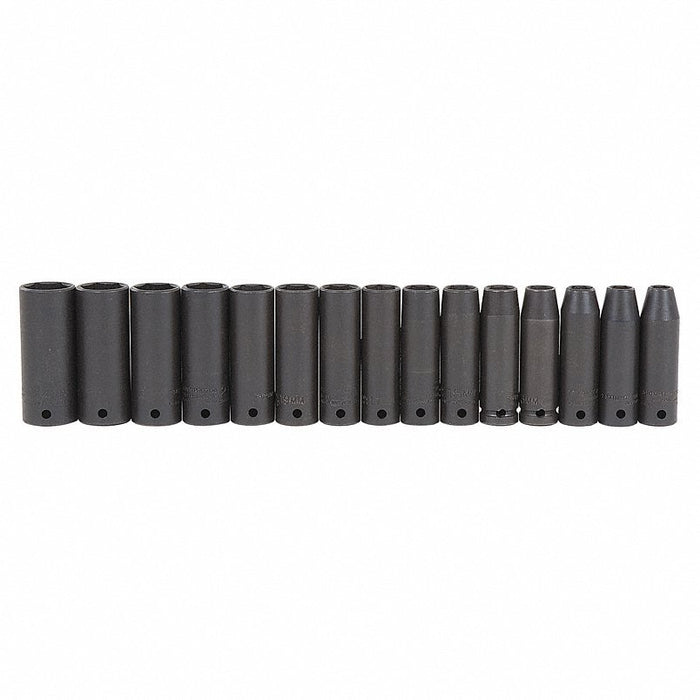 Proto J74217 1/2" Drive Thin Wall Impact Socket Set, Metric, 15 pcs - KVM Tools Inc.KV4PKA7