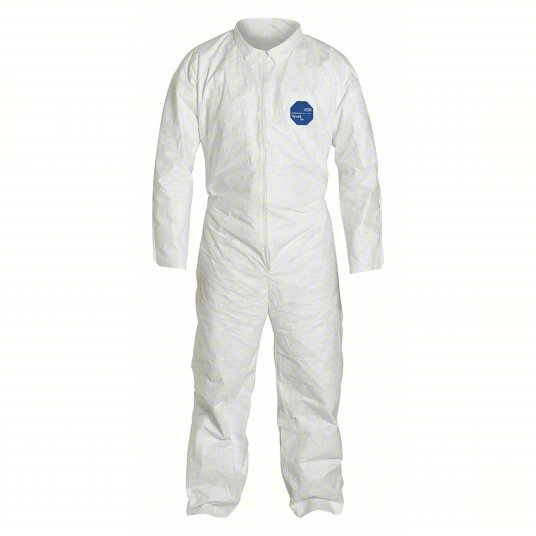 Dupont TY120SWH3X0025NF Collared Disposable Coveralls 3XL, Tyvek® 400, Open Ankle, White, Serged Seam, 25 PK - KVM Tools Inc.KV25RP67