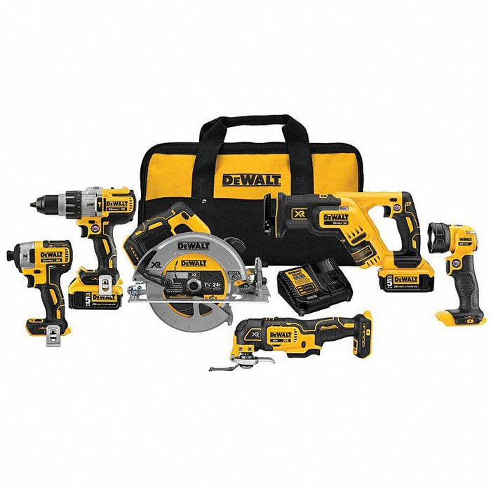 Dewalt DCK694P2 Cordless Combination Kit: 20V DC Volt, 6 Tools, 1/2 in Hammer Drill (Compact, 38,250 BPM) - KVM Tools Inc.KV54JK23