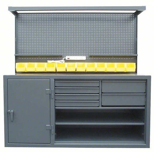 Strong Hold 63-WB-303-6DB-12B Mobile Work Bench, Steel, 72" W, 36" Ht, Gray, Steel - KVM Tools Inc.KV5HZR2