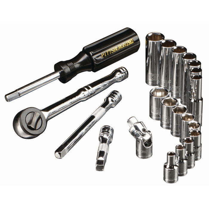 Pittsburgh 63460 1/4 in. Drive Metric Socket Set, 21-Piece - KVM Tools Inc.KVHF63460