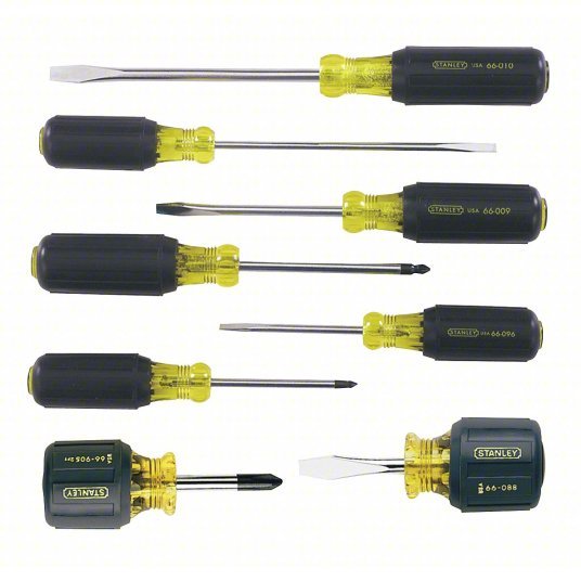 Stanley 66-708 Screwdriver Set, Assorted, Number of Pieces 8 - KVM Tools Inc.KV6R528