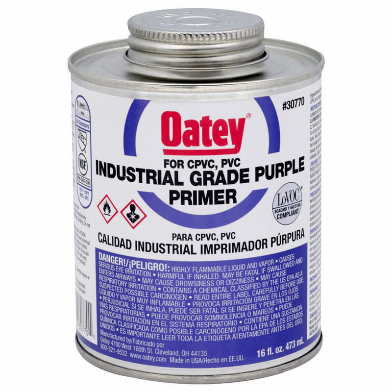 Oatey 30770 Purple Primer, 16 oz Can, PVC/CPVC
