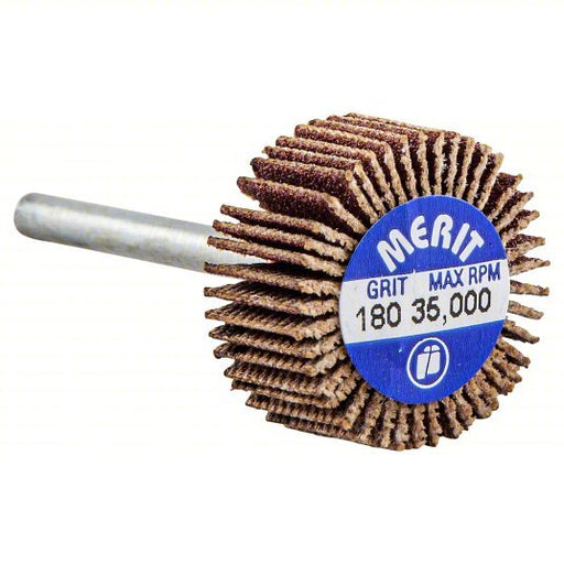 Merit 08834137563 Flap Wheel 3/4 in Dia x 3/8 in W, 1/8 in Straight-Shank, 180 Grit, R369 PK10 - KVM Tools Inc.KV804KA4