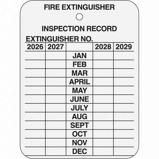 Fire Extinguisher Inspection Record Tag PK10