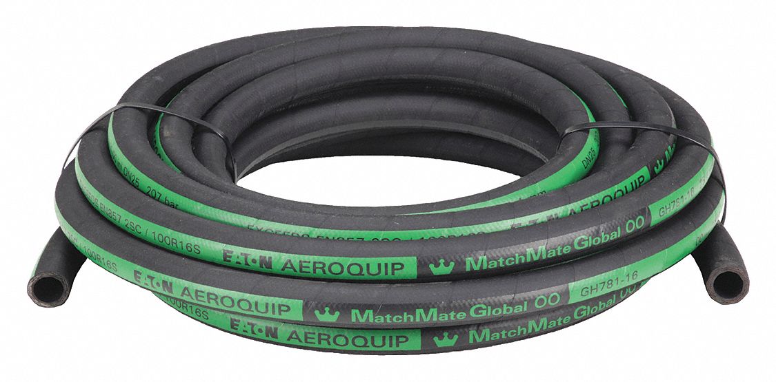 Eaton Aeroquip GH781-16X50 Hydraulic Bulk Hose, 1 in ID x 1-7/16 in OD, 50 ft, 3,000 psi, Nitrile, Black, 2-Wire Braid