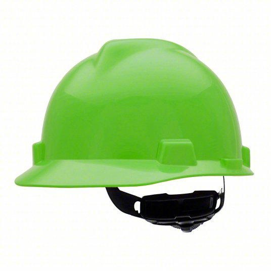 MSA 815565 Hi-Visibility Green, No Graphics, Ratchet (4-Point), Polyethylene, Side-Slots, MSA, V-Gard - KVM Tools Inc.KV10D940