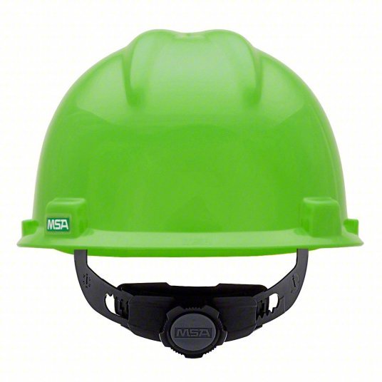 MSA 815565 Hi-Visibility Green, No Graphics, Ratchet (4-Point), Polyethylene, Side-Slots, MSA, V-Gard - KVM Tools Inc.KV10D940