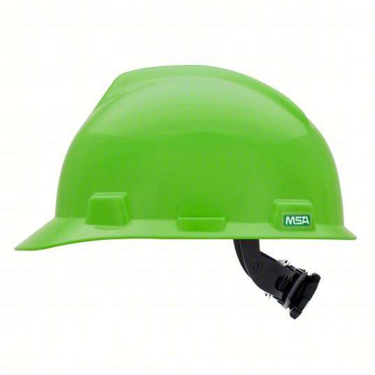 MSA 815565 Hi-Visibility Green, No Graphics, Ratchet (4-Point), Polyethylene, Side-Slots, MSA, V-Gard - KVM Tools Inc.KV10D940