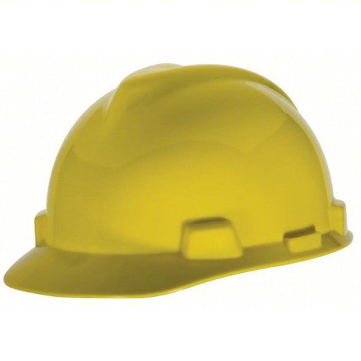 MSA 463944 Hard Hat Yellow, No Graphics, Polyethylene, Side - Slots, Basic Colors, V - Gard - KVM Tools Inc.KV4LP02