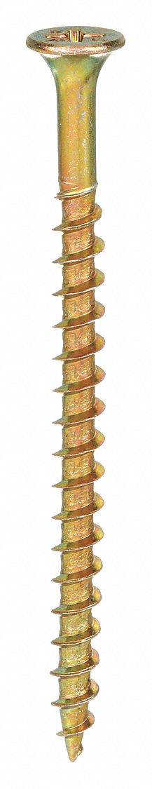 Approved Vendor DPBI-1003501-1000P Drywall Screw, No. 10 x 3-1/2 in, Zinc Yellow, Bugle Phillips, Steel, 1000 PK