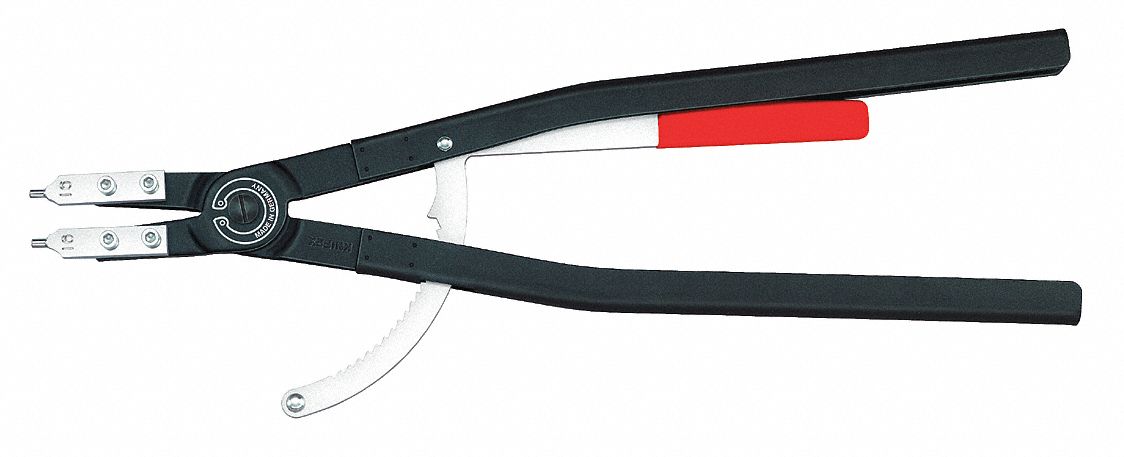 Knipex 44 10 J5 Retaining Ring Plier, Internal, For 122 mm to 300 mm Bore Dia, 0.138 in Tip Dia, 0° Tip Angle