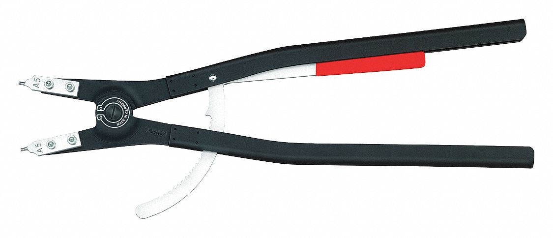 Knipex 46 10 A5 Retaining Ring Plier, External, For 122 mm to 300 mm Shaft Dia, 0.138 in Tip Dia, 22 in Overall Lg
