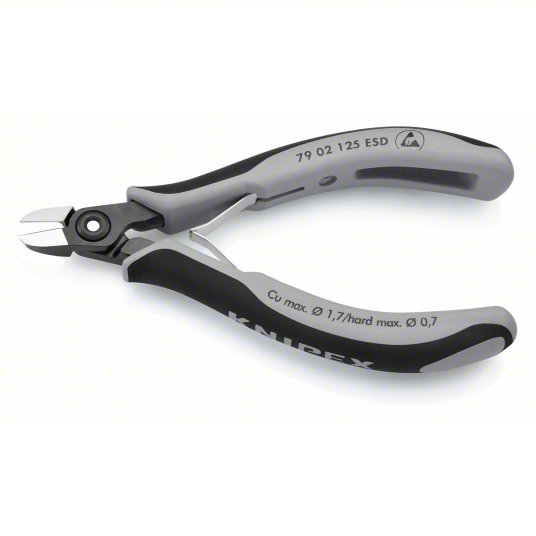 Knipex 79 02 125 ESD Diagonal Cutting Plier ESD - Safe, Flush, Oval, 5 in Overall Lg, 3/8 in Jaw Lg, 1/2 in Jaw Wd - KVM Tools Inc.KV10U021