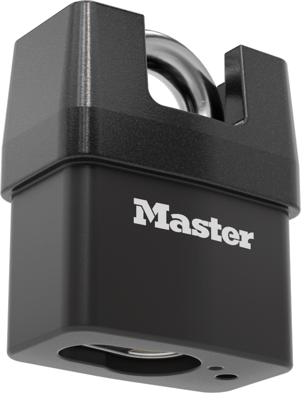 McMaster 11345A25 Weather- and Cut-Resistant Padlock, Laminated Steel Body, 7/16" Shackle Diameter, Master Lock Pro 6327