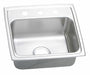 Elkay LRAD1918553 Bowl Drop-In Sink, 19 in Overall Lg, 18 in Overall Wd, 5 3/8 in Bowl Dp, 16 in Bowl Lg, 18 ga