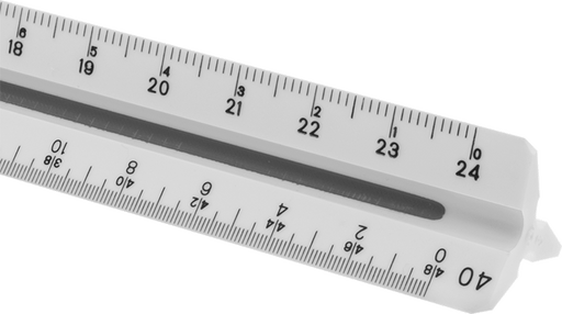 McMaster 1216T6 Drafting Ruler, Inch, Triangle, Engineers' Scale