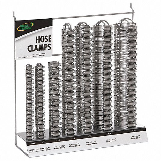 Ideal Tridon 999030671070 Hose Clamp Assortment Worm Gear, Display Rack, 201, 410 Stainless Steel