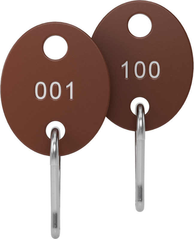 McMaster 1333A22 Numbered Key Tag, Pack of 100, Oval Brown, Numbers 001-100